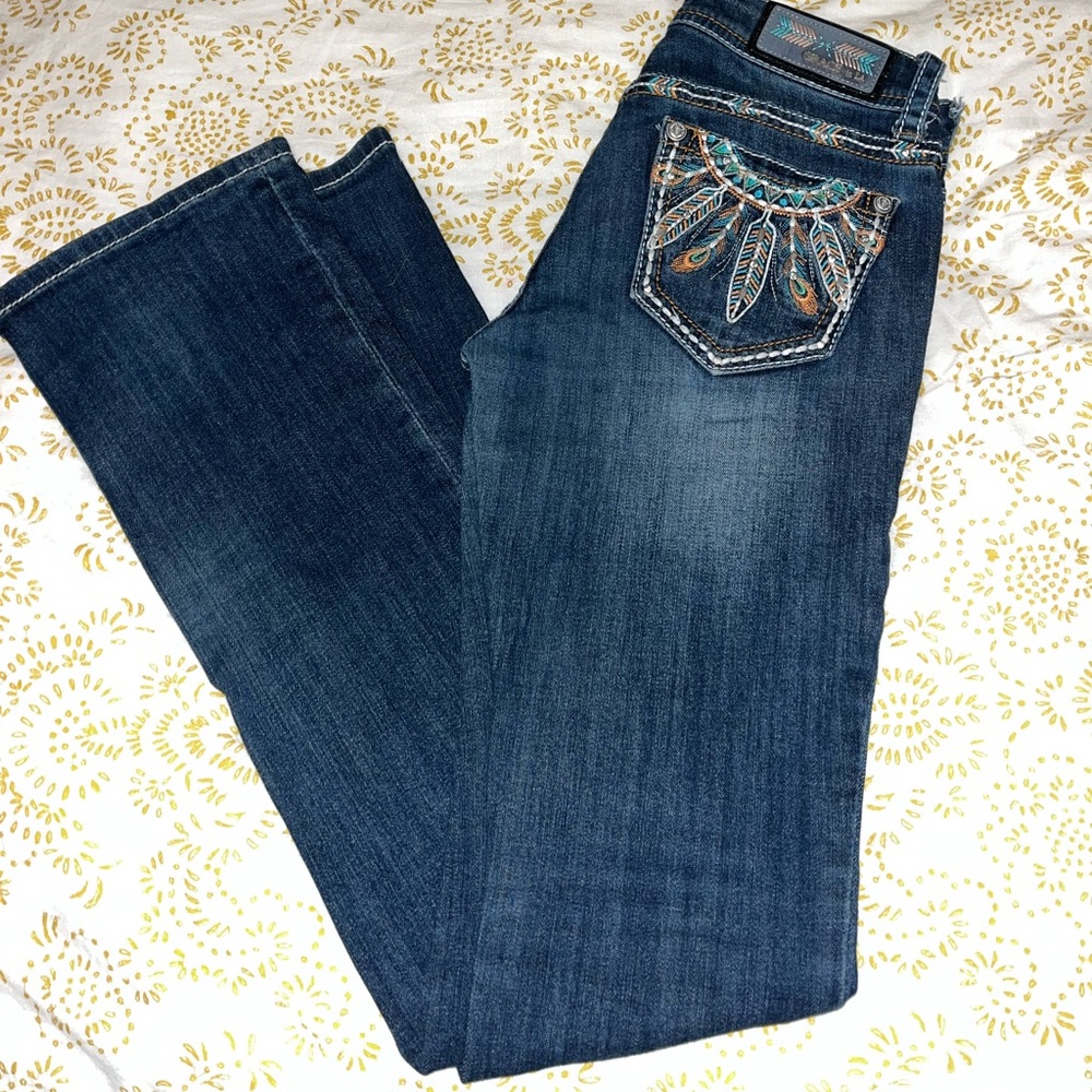 Grace in L.A. feathered jeans